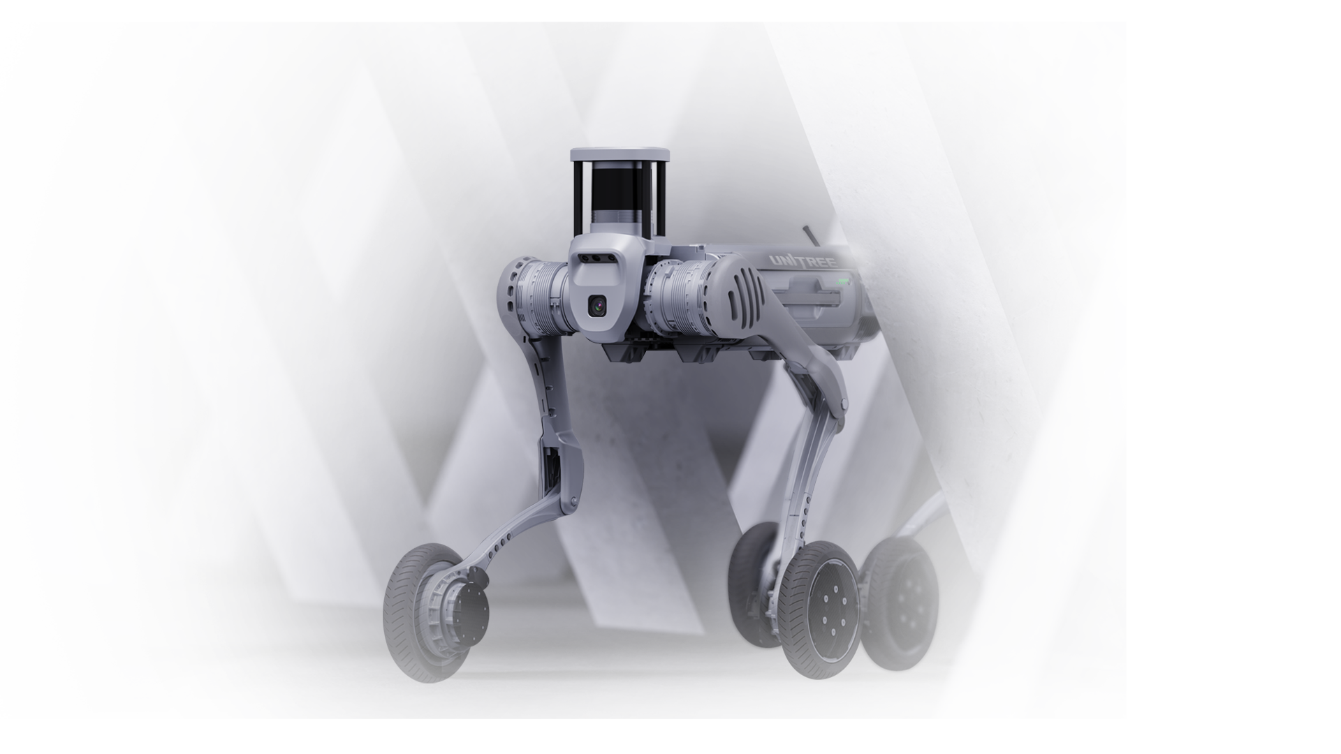 Unitree B2-W Industrial Wheeled Quadruped Robot Dog with 40kg Payload, 50km Range, IP67 Waterproof, LiDAR Navigation for Power Inspection & Logistics