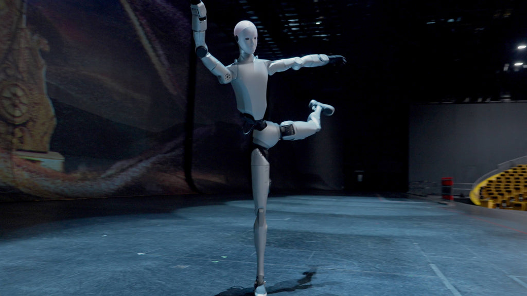Animated demonstration of the Unitree H2 robot dancing.