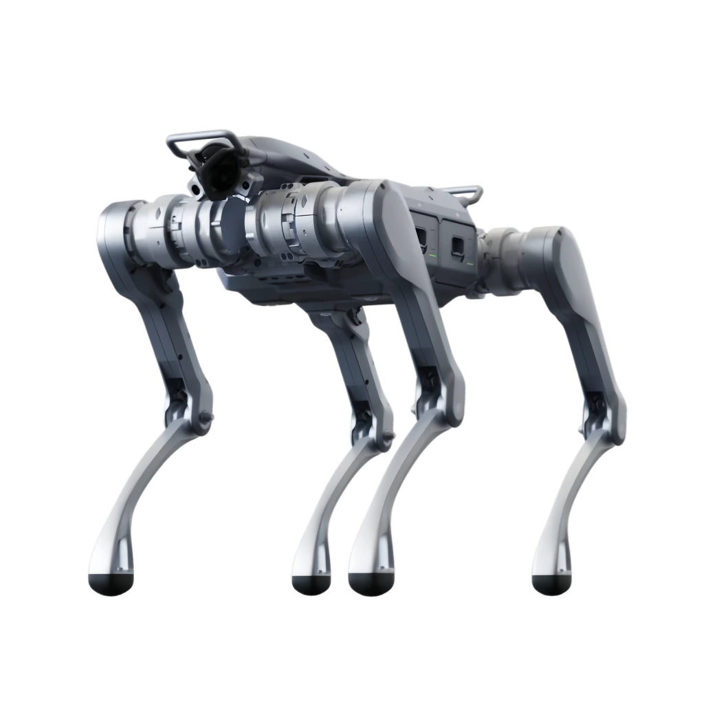 Unboxing and demonstration of the Unitree A2 high-performance quadruped robot, in standby/startup mode.